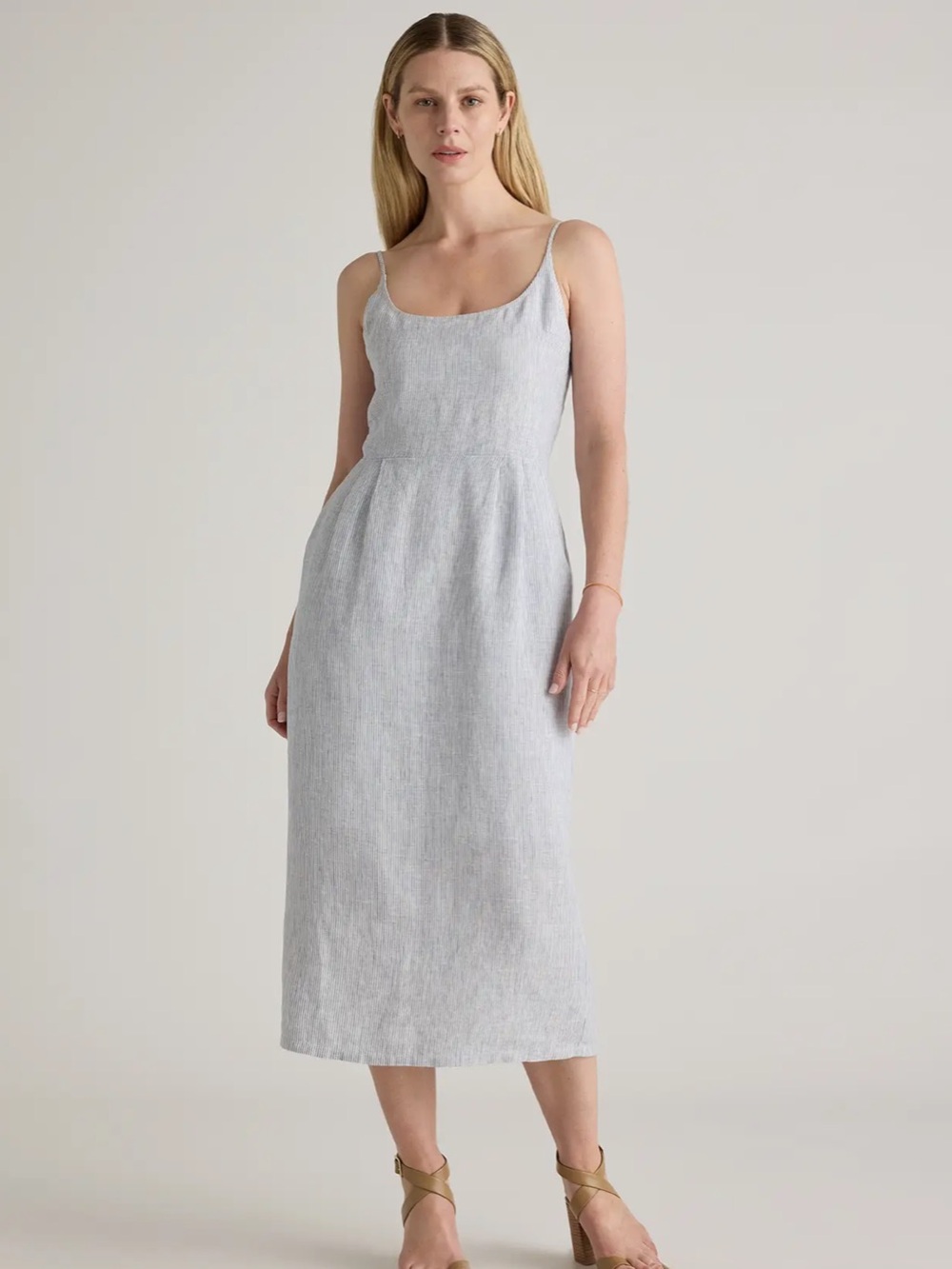 Quince 100% European Linen Scoop Neck Mini Dress